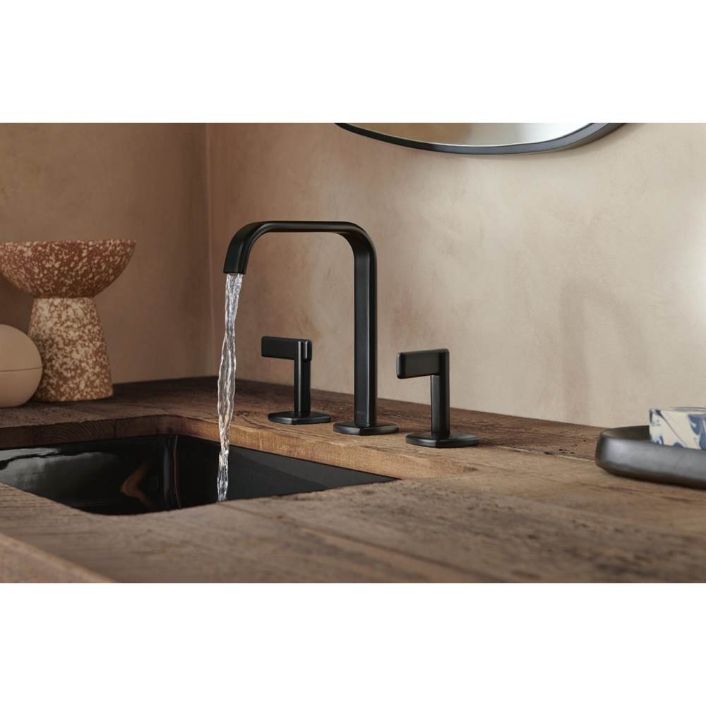 AllariaE Widespread Lavatory Faucet with Square Spout - Less Handles