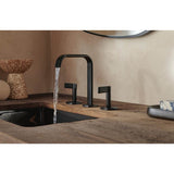 AllariaE Widespread Lavatory Faucet with Square Spout - Less Handles