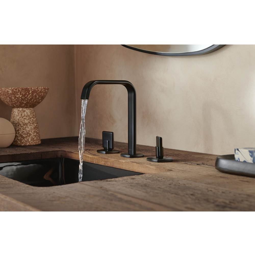AllariaE Widespread Lavatory Faucet with Square Spout - Less Handles