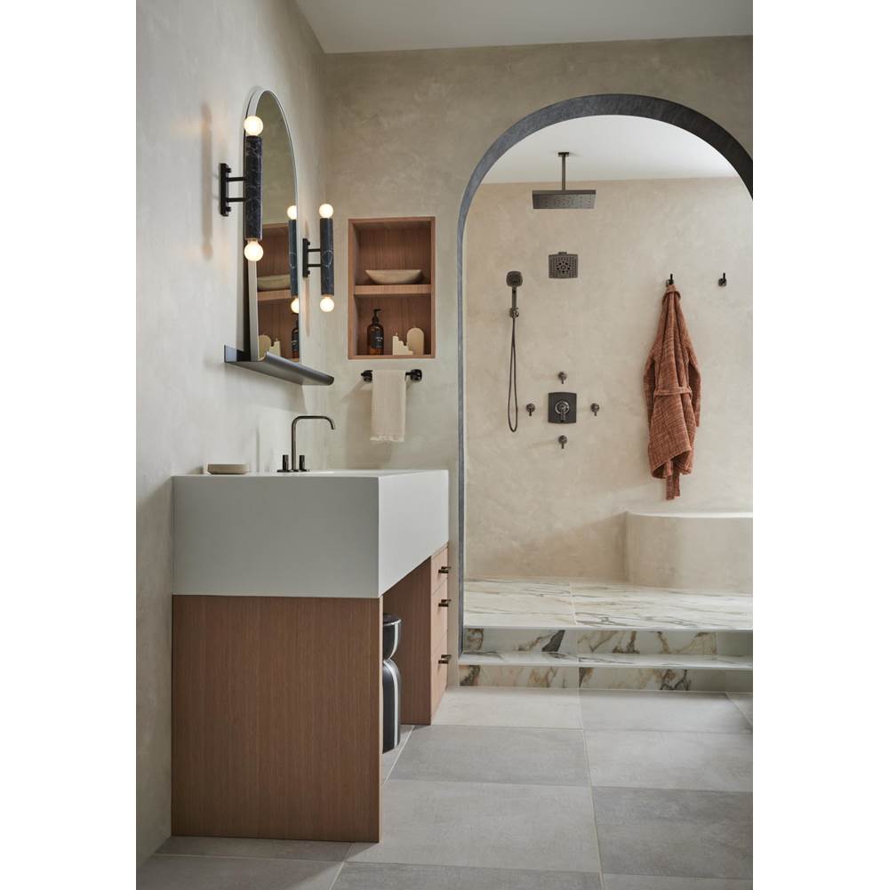 AllariaE Widespread Lavatory Faucet with Square Spout - Less Handles