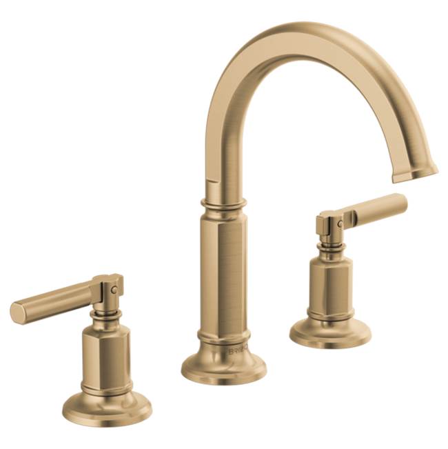 Brizo - Invari Widespread Lavatory Faucet with Arc Spout - Less Handles 1.5 GPM - Luxe Gold