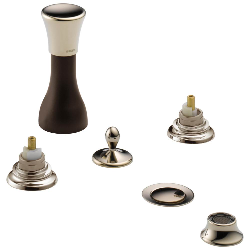 Brizo - Charlotte 4-Hole Mount Bidet Faucet with Vacuum Breaker - Less Handles - Cocoa Bronze  With  Polished Nickel