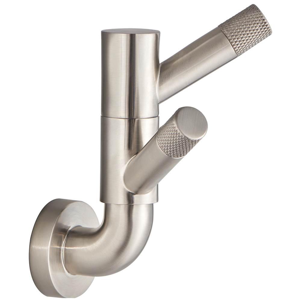 Brizo - Litze Rotating Double Robe Hook With Knurling - Luxe Nickel