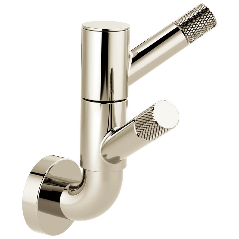 Brizo - Litze Rotating Double Robe Hook With Knurling - Polished Nickel
