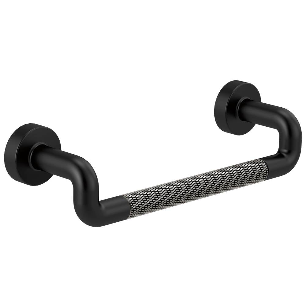 Brizo - Litze Drawer Pull With Knurling - Matte Black With Luxe Steel