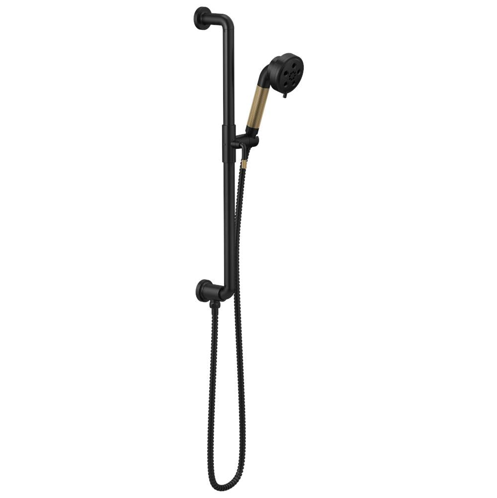 Brizo - Litze Slide Bar Handshower with H2OKinetic Technology - Matte Black With Luxe Gold