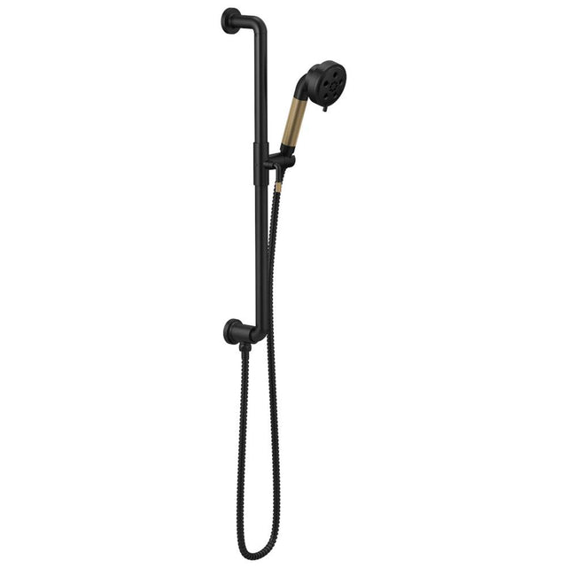 Brizo - Litze Slide Bar Handshower with H2OKinetic Technology - Matte Black With Luxe Gold