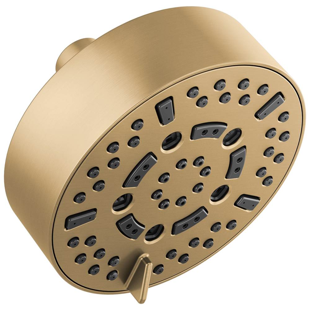 Brizo - Universal Showering 5'' Linear Round H2Okinetic Multi-Function Wall Mount Shower Head - 2.5 GPM - Luxe Gold