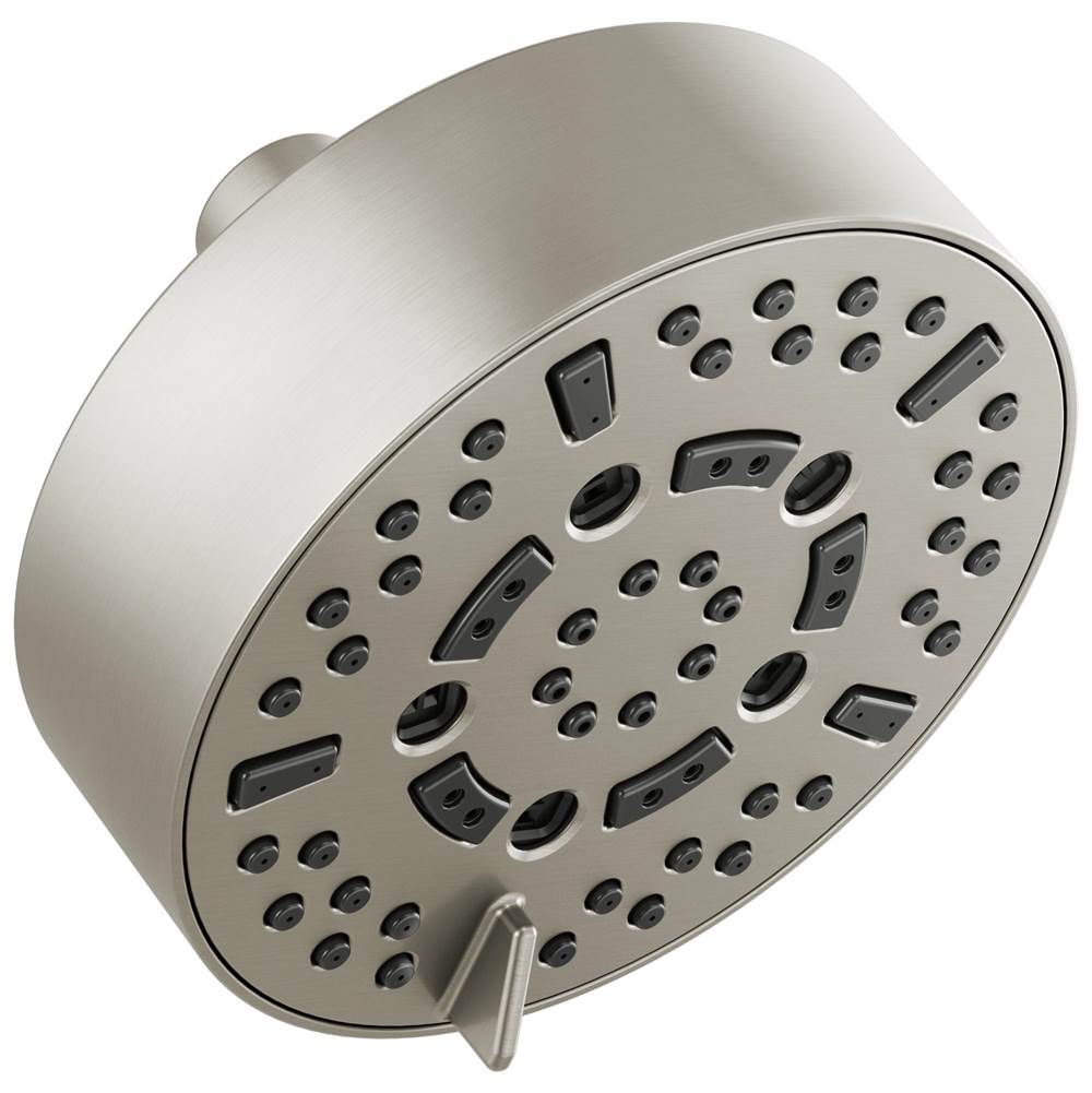 Brizo - Universal Showering 5'' Linear Round H2Okinetic Multi-Function Wall Mount Shower Head - 2.5 GPM - Luxe Nickel