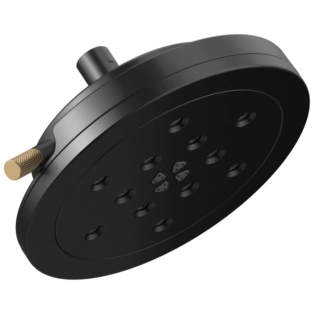 Brizo - Litze 8- H<sub>2</sub>Okinetic<sup></sup> Round Multi-Function Wall Mount Showerhead - Matte Black With Luxe Gold