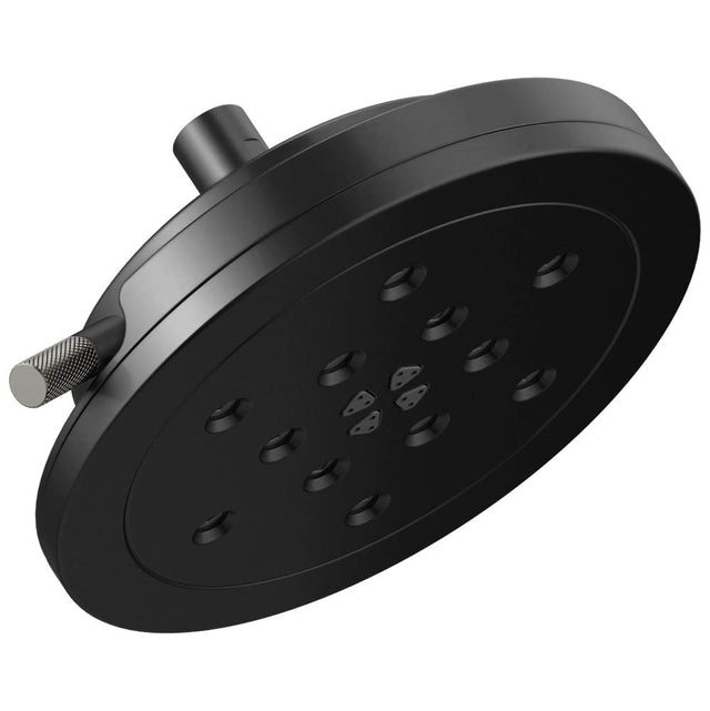 Brizo - Litze 8- H<sub>2</sub>Okinetic<sup></sup> Round Multi-Function Wall Mount Showerhead - Matte Black With Luxe Steel