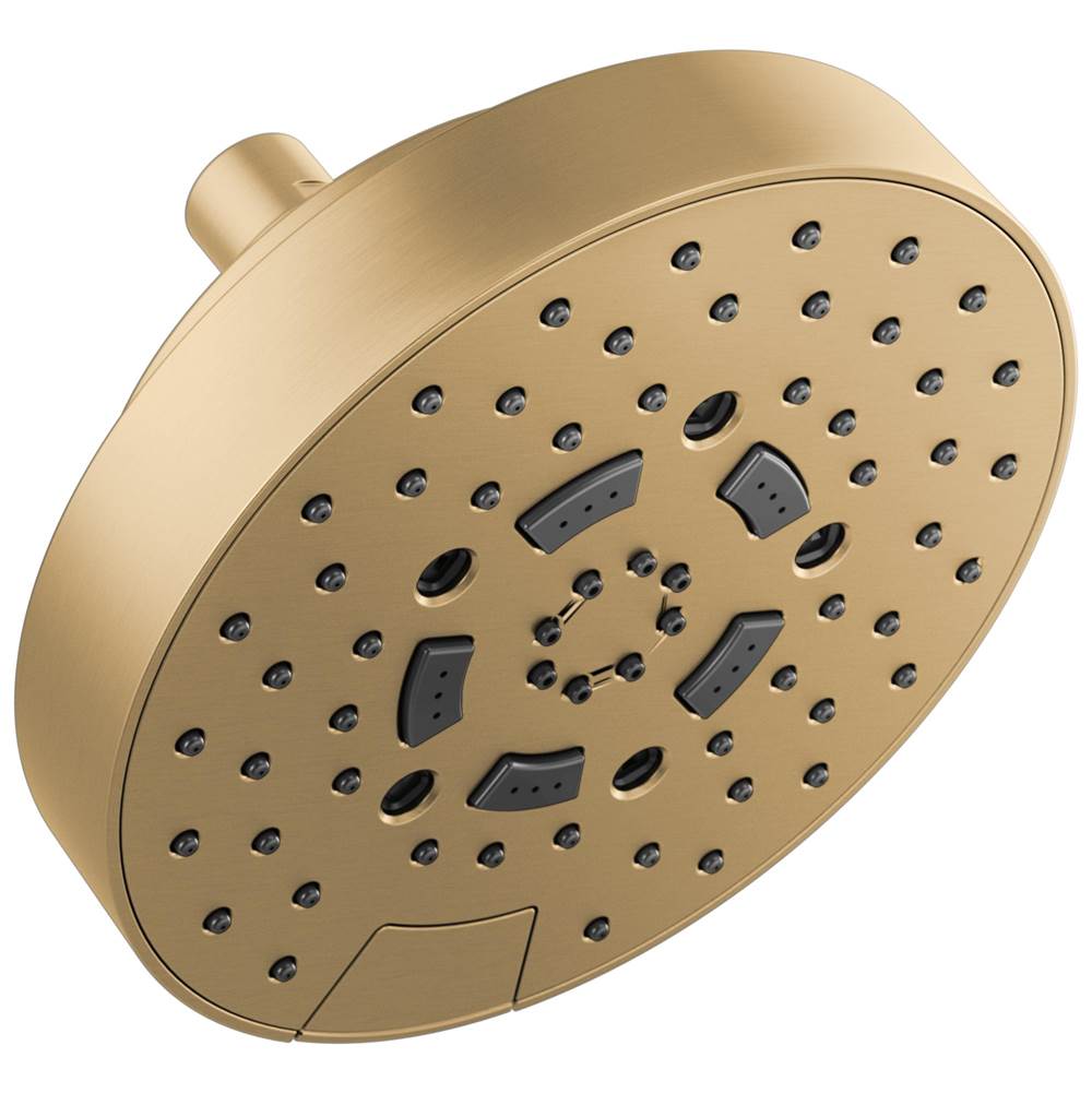 Brizo - Universal Showering 7'' Linear Round H2Okinetic Multi-Function Wall Mount Shower Head - 1.75 GPM - Luxe Gold