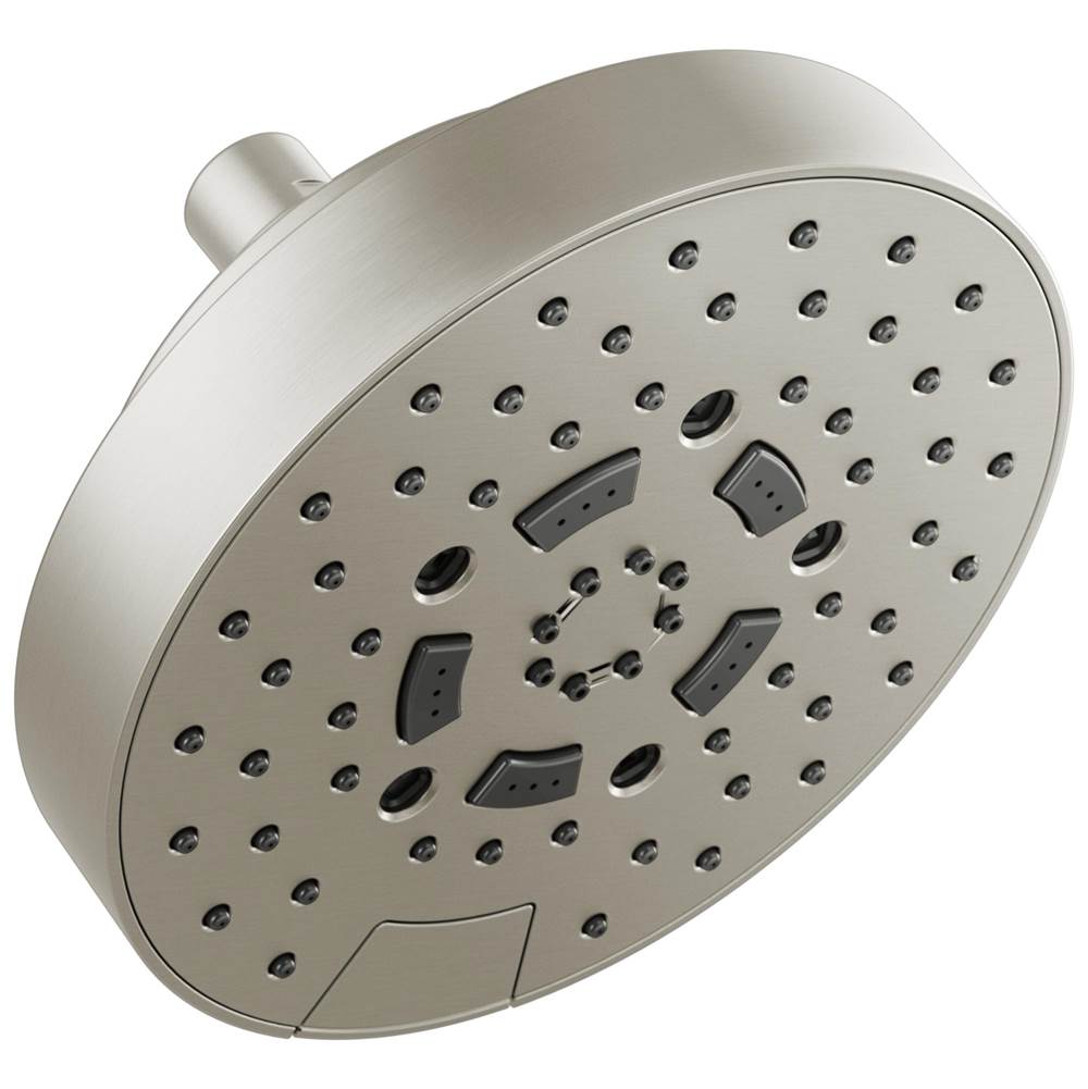 Brizo - Universal Showering 7'' Linear Round H2Okinetic Multi-Function Wall Mount Shower Head - 1.75 GPM - Luxe Nickel