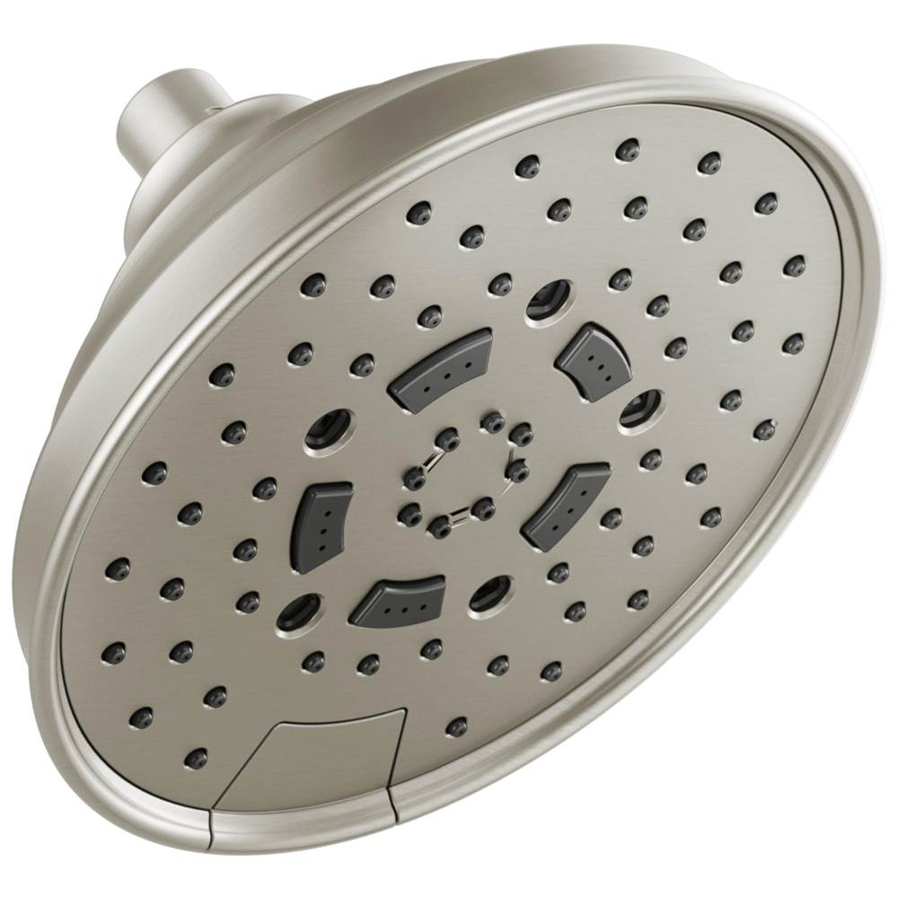 Brizo - Universal Showering 7'' Classic Round H2Okinetic Multi-Function Wall Mount Shower Head - 1.75 GPM - Luxe Nickel