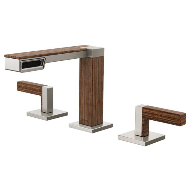 Brizo - Frank Lloyd Wright Widespread Lavatory Faucet - Less Handles - Luxe Nickel  With  Teak Wood
