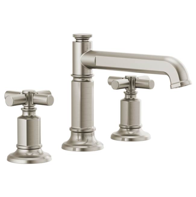 Brizo - Invari Widespread Lavatory Faucet with Column Spout - Less Handles 1.2 GPM - Luxe Nickel