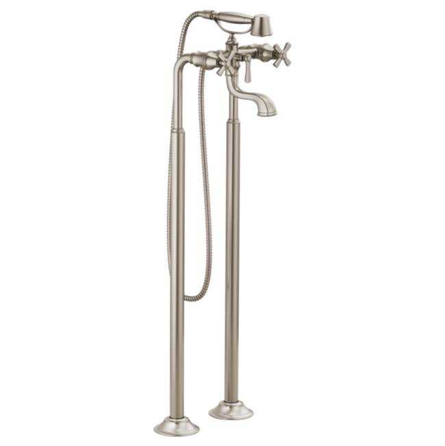 Brizo - Rook Two-Handle Tub Filler Trim Kit with Cross Handles - Luxe Nickel