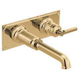 Brizo - Invari Two-Hole, Single-Handle Wall Mount Lavatory Faucet - Less Handle 1.2 GPM - Polished Gold