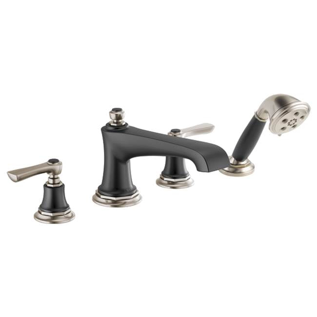Brizo - Rook Roman Tub Faucet with Handshower - Less Handles - Luxe Nickel   With Matte Black