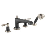 Brizo - Rook Roman Tub Faucet with Handshower - Less Handles - Luxe Nickel   With Matte Black