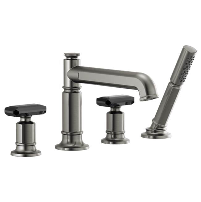 Brizo - Invari Roman Tub Faucet With Handshower - Less Handles - Luxe Steel