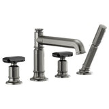 Brizo - Invari Roman Tub Faucet With Handshower - Less Handles - Luxe Steel