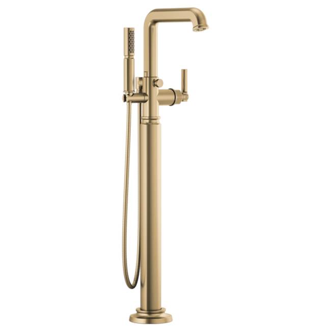 Brizo - Invari Single-Handle Floor Mount Tub Filler - Less Handle - Luxe Gold