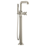 Brizo - Invari Single-Handle Floor Mount Tub Filler - Less Handle - Luxe Nickel