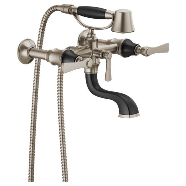 Brizo - Rook Two-Handle Tub Filler Trim Kit with Lever Handles - Luxe Nickel   With Matte Black