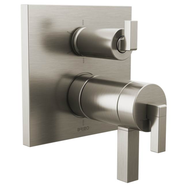 Brizo - Frank Lloyd Wright TempAssure Thermostatic Valve with 6-Function Integrated Diverter Trim - Less Handles - Luxe Nickel