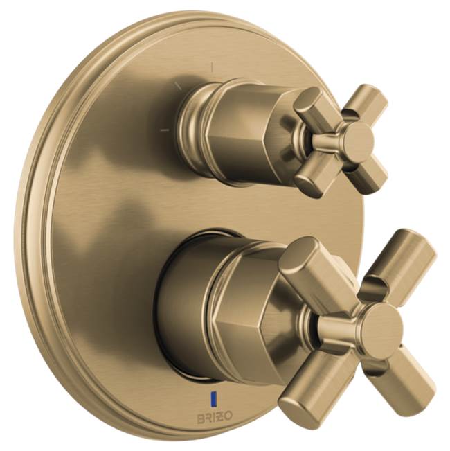 Brizo - Invari Pressure Balance Valve With Integrated 3-Function Diverter Trim - Less Handles - Luxe Gold
