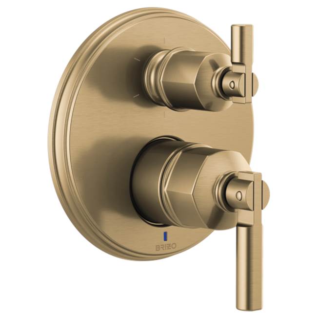 Brizo - Invari Pressure Balance Valve With Integrated 6-Function Diverter Trim - Less Handles - Luxe Gold
