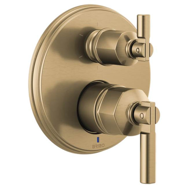 Brizo - Invari Pressure Balance Valve With Integrated 6-Function Diverter Trim - Less Handles - Luxe Gold