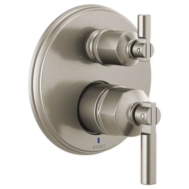 Brizo - Invari Pressure Balance Valve With Integrated 6-Function Diverter Trim - Less Handles - Luxe Nickel