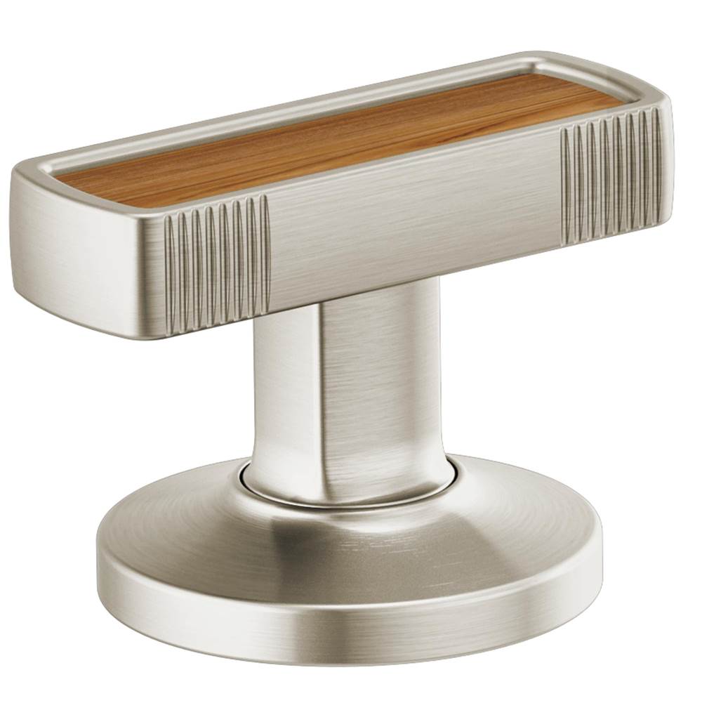Brizo - Kintsu Widespread Lavatory Knob with Wood Inlay Handle Kit - Luxe Nickel