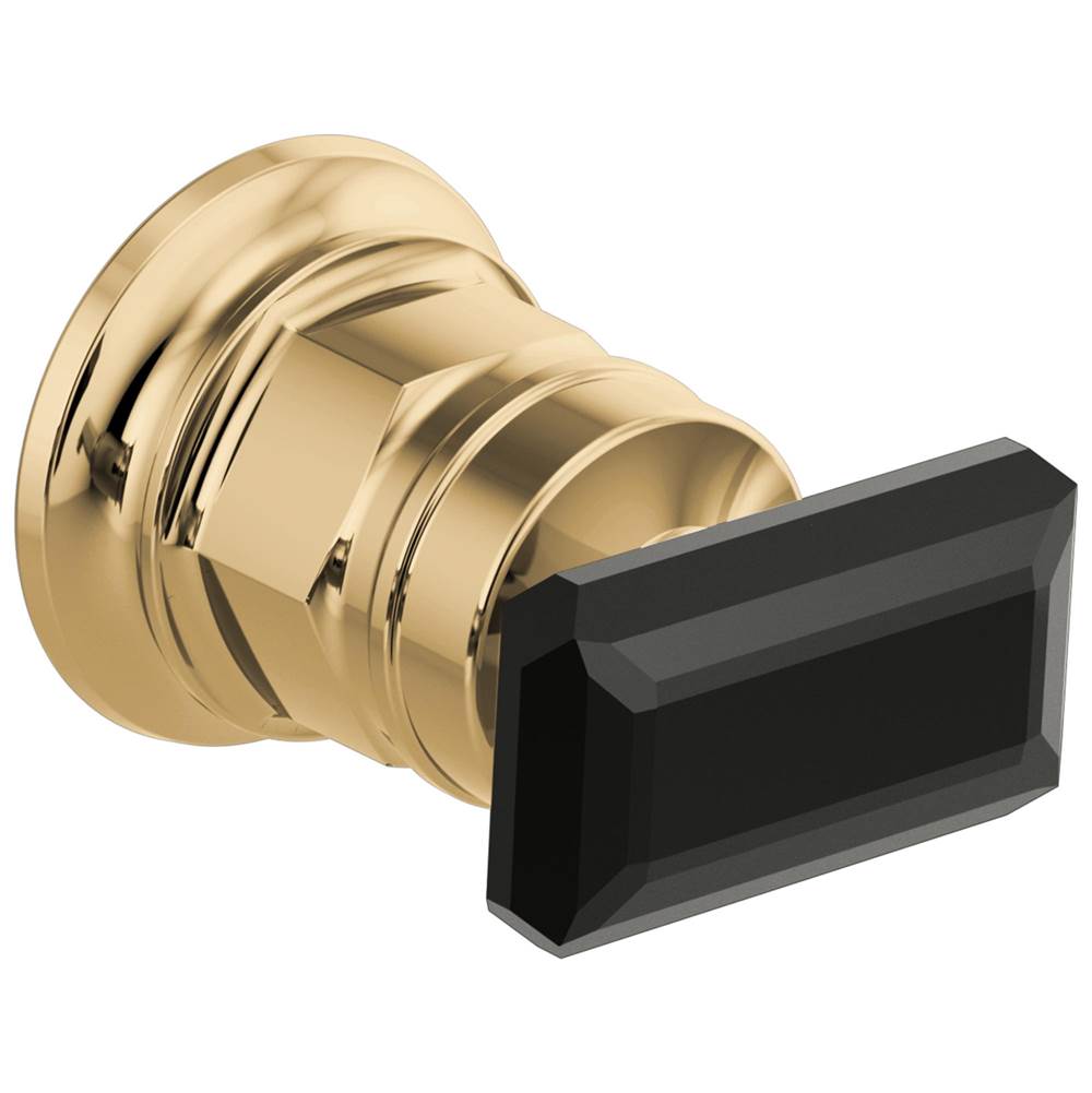Brizo - Invari Wall Mount Lavatory Black Crystal Knob Handle Kit - Polished Gold  With  Black Crystal