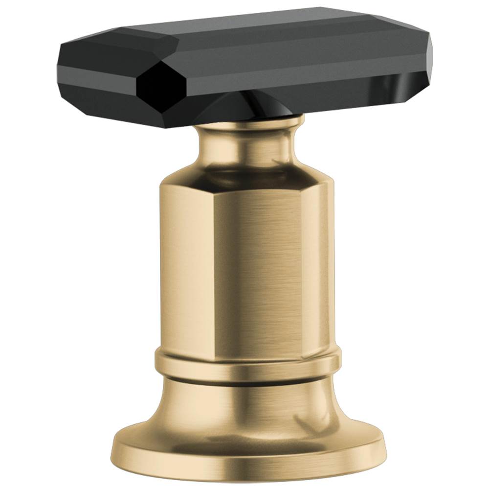 Brizo - Invari Roman Tub Faucet Black Crystal Knob Handle Kit - Luxe Gold  With  Black Crystal