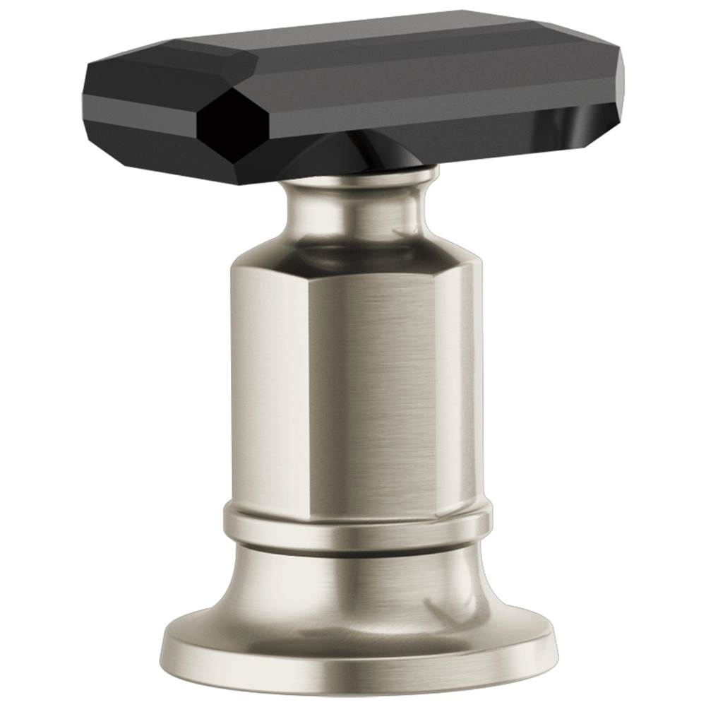 Brizo - Invari Roman Tub Faucet Black Crystal Knob Handle Kit - Luxe Nickel  With  Black Crystal