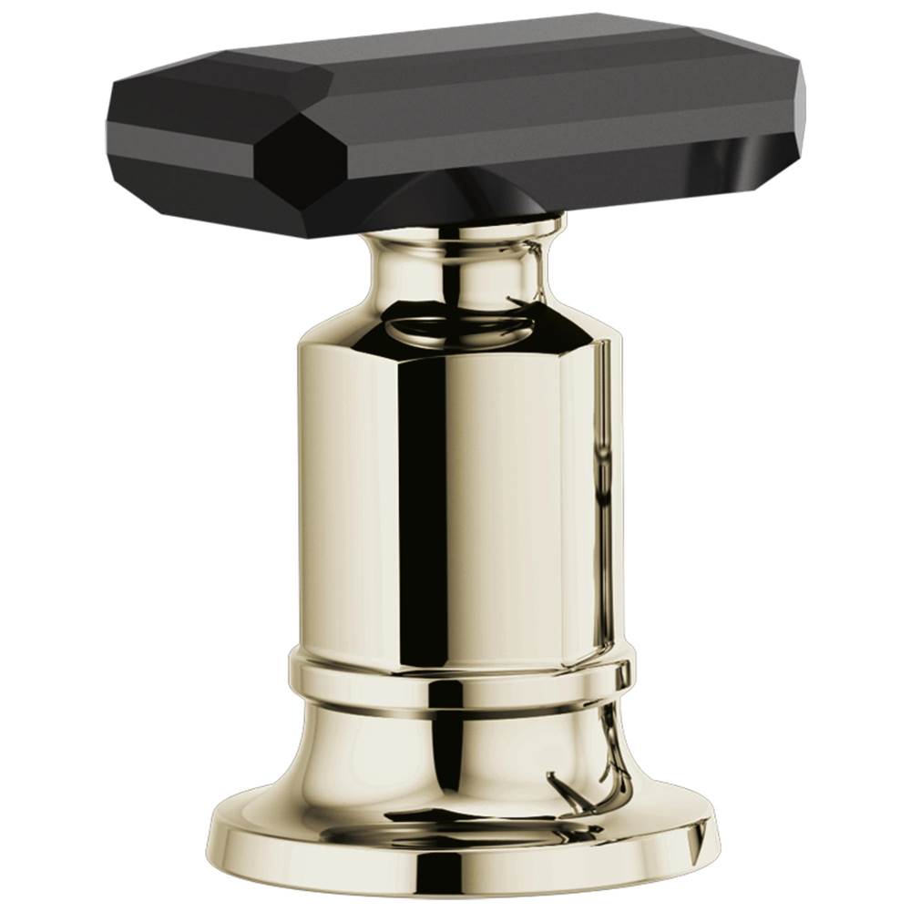Brizo - Invari Roman Tub Faucet Black Crystal Knob Handle Kit - Polished Nickel