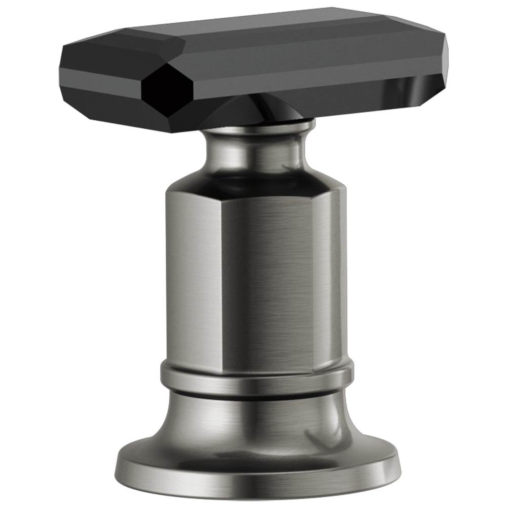 Brizo - Invari Roman Tub Faucet Black Crystal Knob Handle Kit - Luxe Steel  With  Black Crystal