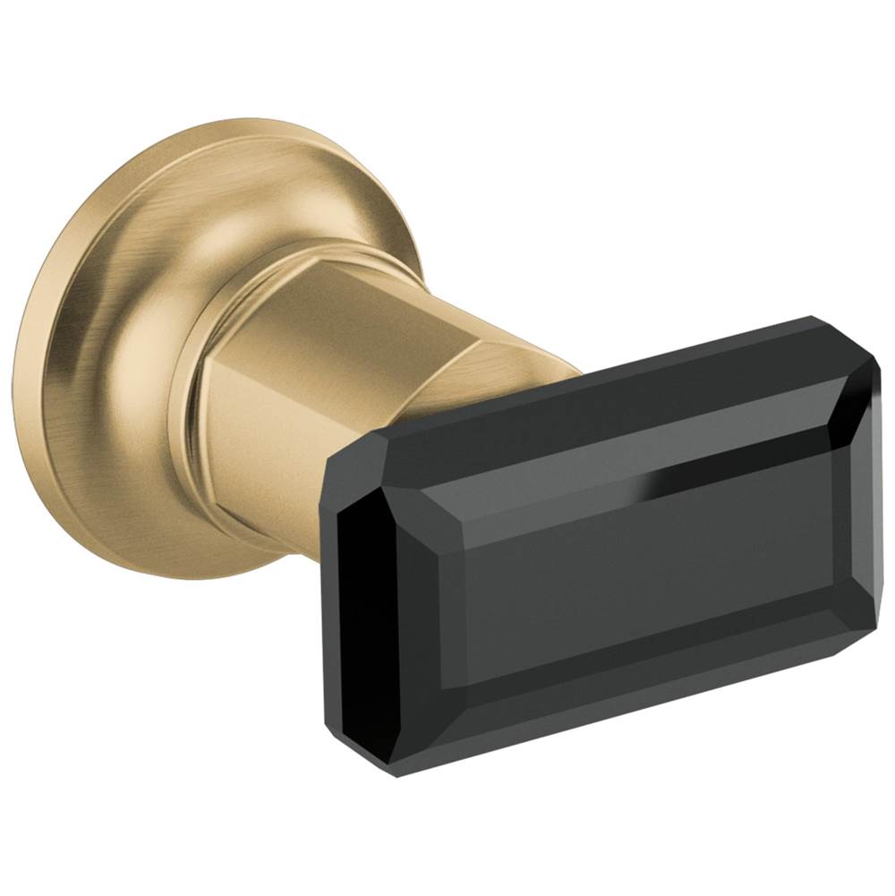 Brizo - Invari Two-Handle Wall Mount Tub Filler Black Crystal Knob Handle Kit - Luxe Gold  With  Black Crystal