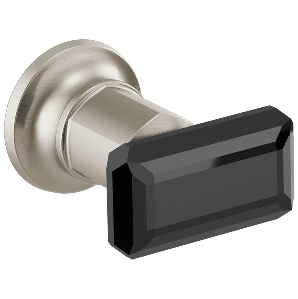Brizo - Invari Two-Handle Wall Mount Tub Filler Black Crystal Knob Handle Kit - Luxe Nickel  With  Black Crystal