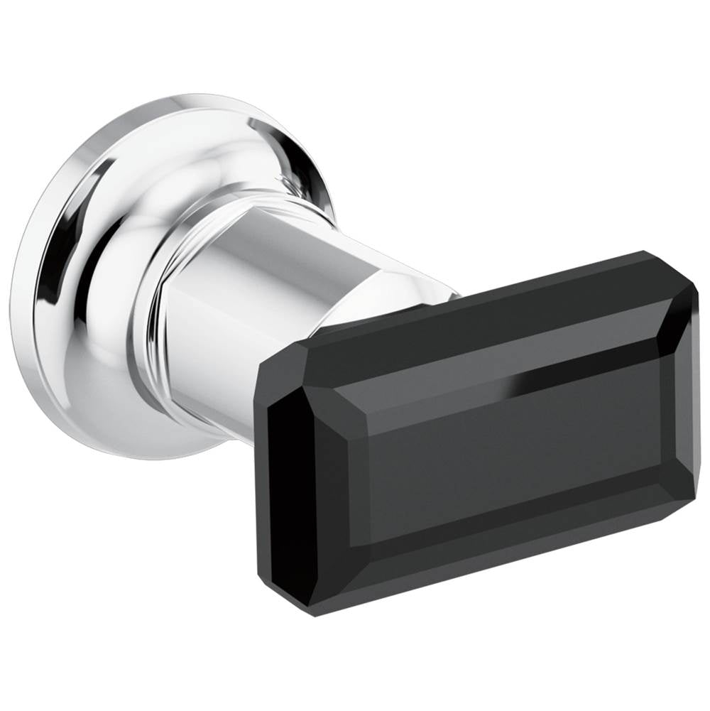 Brizo - Invari Two-Handle Wall Mount Tub Filler Black Crystal Knob Handle Kit - Polished Chrome  With  Black Crystal