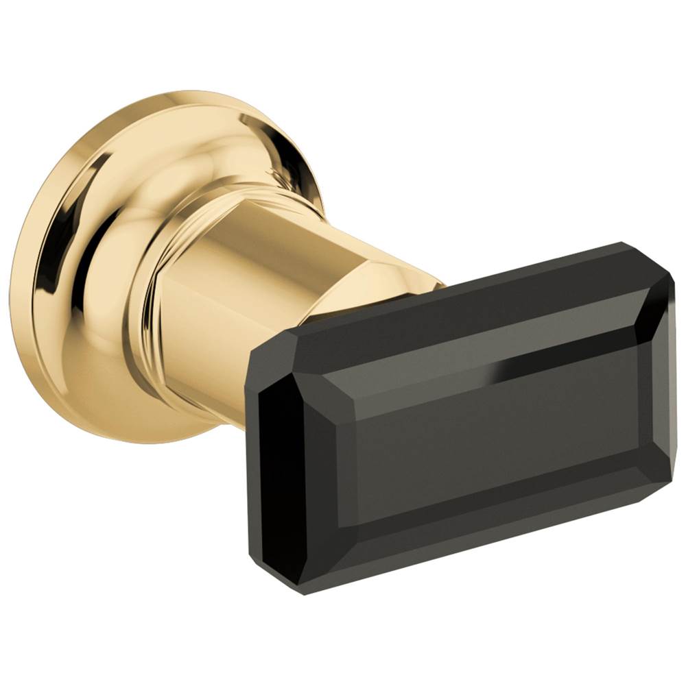 Brizo - Invari Two-Handle Wall Mount Tub Filler Black Crystal Knob Handle Kit - Polished Gold  With  Black Crystal