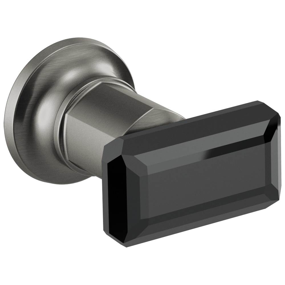 Brizo - Invari Two-Handle Wall Mount Tub Filler Black Crystal Knob Handle Kit - Luxe Steel  With  Black Crystal