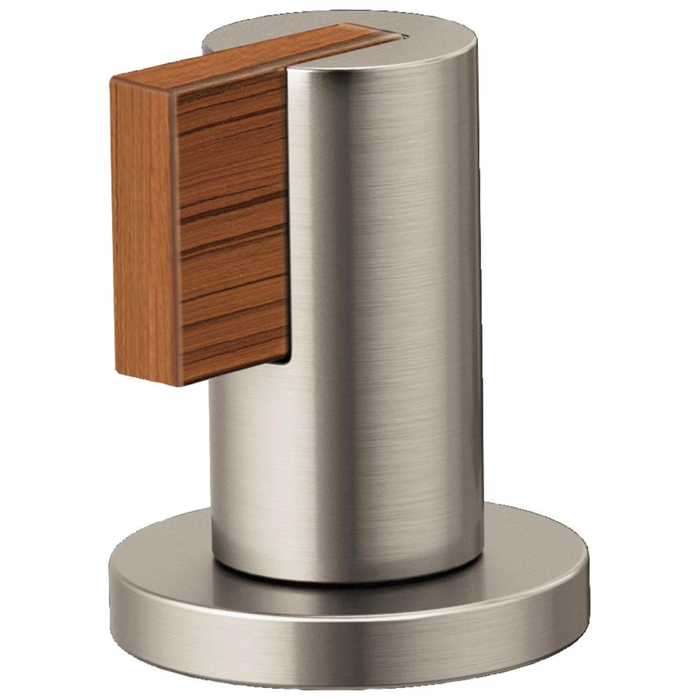 Brizo - Litze Widespread Lavatory Lever Handle Kit - Luxe Nickel  With  Teak Wood