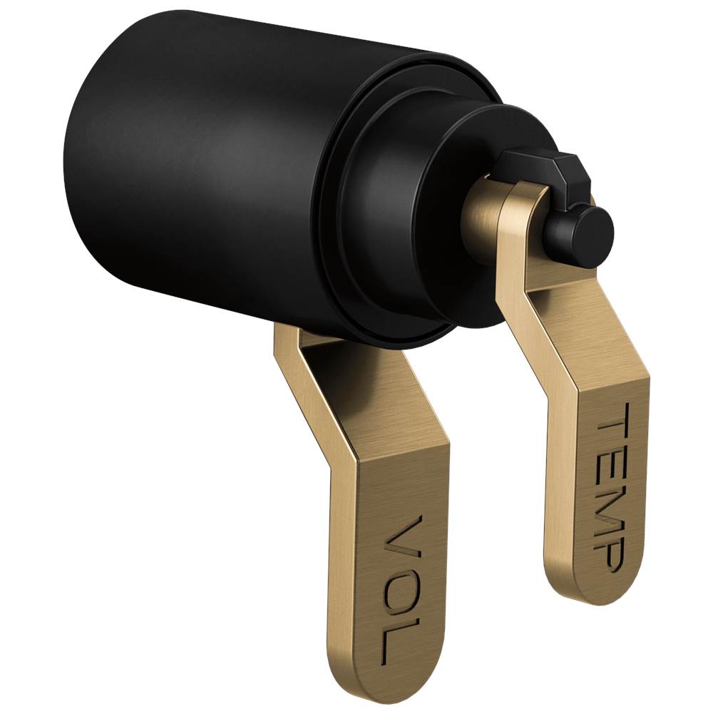 Brizo - Litze Tempassure Thermostatic Trim Handle Kit - Industrial Lever - Matte Black With Luxe Gold