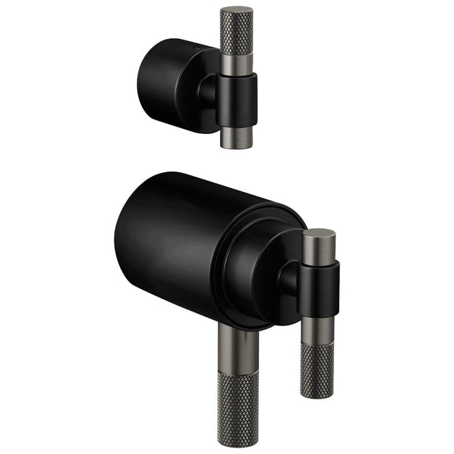Brizo - Litze Tempassure Thermostatic Valve With Diverter Trim Handle Kit - T-Lever - Matte Black With Luxe Steel