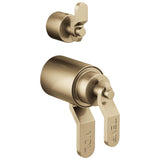Brizo - Litze TempAssure Thermostatic Valve With Integrated Diverter Industrial Lever Handle Kit - Luxe Gold