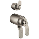 Brizo - Litze TempAssure Thermostatic Valve With Integrated Diverter Industrial Lever Handle Kit - Luxe Nickel